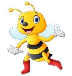 Cute bee cartoon waving Royalty Free Vector Image