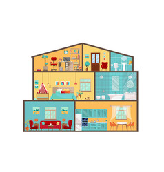 Room interiors in flat design cartoon house Vector Image