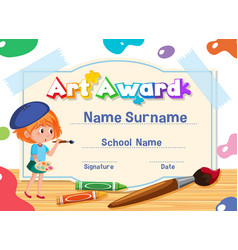 Certificate template for reading award with kids Vector Image