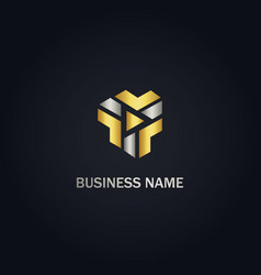 Triangle abstract shape gold logo Royalty Free Vector Image