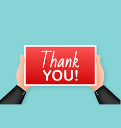 Thank you red ribbon label icon design Royalty Free Vector