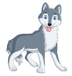 Cartoon wolf sitting on white background Vector Image