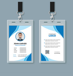 Blue curve wave id card design template Royalty Free Vector