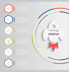 Infographics template rocket through Royalty Free Vector