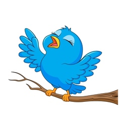 Cute blue bird cartoon waving Royalty Free Vector Image