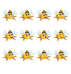 Bee with different facial expressions Royalty Free Vector