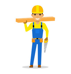 Funny carpenter cartoon Royalty Free Vector Image