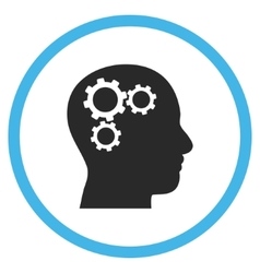 Brain gears flat rounded icon Royalty Free Vector Image