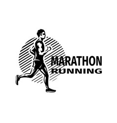 Running marathon emblem Royalty Free Vector Image