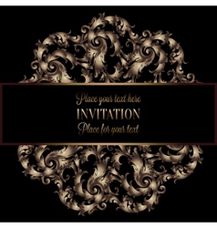 Vintage gold invitation card with black background