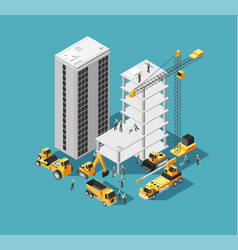 Construction site isometric composition Royalty Free Vector