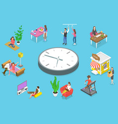 Daily life couple isometric concept Royalty Free Vector