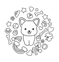 Coloring pages black and white cute kawaii hand Vector Image