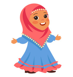 Kid in beautiful children hijab islamic little Vector Image