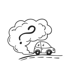 Cartoon car blowing exhaust fumes doodle co2 Vector Image