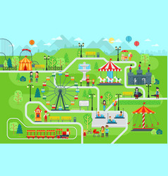 Rest in the park map infographic elements in flat Vector Image