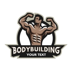 Training bodybuilder emblem Royalty Free Vector Image