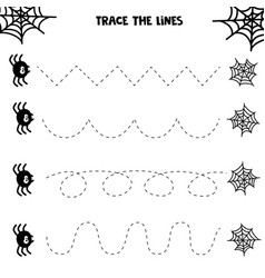 Halloween maze game spider and his web worksheet Vector Image