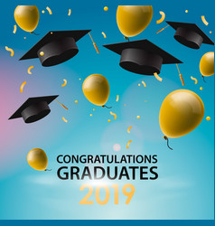 Congratulations graduates 2019 caps balloons and Vector Image