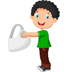 Young boy washing her hands Royalty Free Vector Image