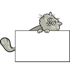 Cartoon cat with board or card Royalty Free Vector Image