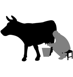 Cartoon man or farmer milking goat Royalty Free Vector Image