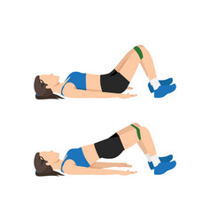 Woman doing glute bridge resistance exercise Vector Image