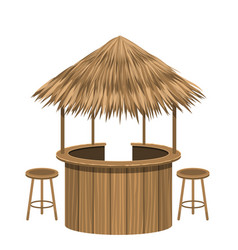 Tiki bar with bartender at sea or ocean shore Vector Image