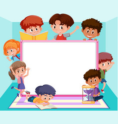 Book with happy children playing in park Vector Image