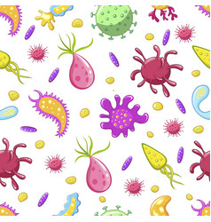 Virus bacteria and germ cartoon seamless pattern Vector Image