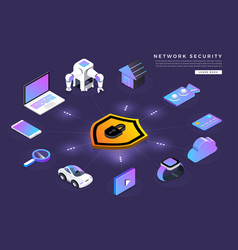 Isometric network security Royalty Free Vector Image