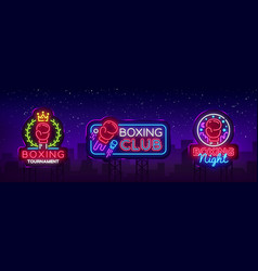 First round is a neon sign boxing round 1 Vector Image