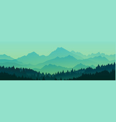 Woodcut tree and mountainscape Royalty Free Vector Image