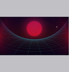 Synthwave sunset background virtual 3d landscape Vector Image