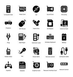 Electronic devices glyph icons pack Royalty Free Vector