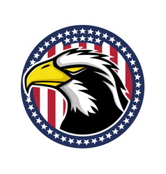 Eagle Mascot Show The Muscle With American Flag Vector Image