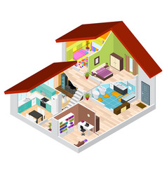 House in cut Flat section house Royalty Free Vector Image