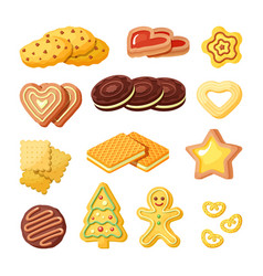 Set 9 delicious cookies cartoon Royalty Free Vector Image