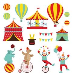 Amusement park circus clown flat Royalty Free Vector Image