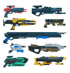 Futuristic space guns blasters collection Vector Image