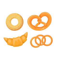 Bread or pastry food bakery shop isolated icons Vector Image