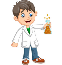 Boy cartoon doing chemical experiment Royalty Free Vector