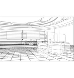 3d outline interior rendering 3d Royalty Free Vector Image