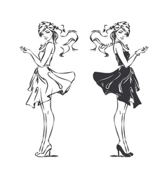 Beautiful girl in a blue dress Royalty Free Vector Image