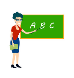 Pupils and teacher starting class at school Vector Image