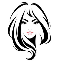 Women long hair style icon logo women on white Vector Image