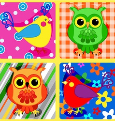 Seamless patchwork birds-3 Royalty Free Vector Image