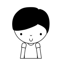 Black icon cute little boy cartoon Royalty Free Vector Image