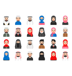 Muslim Women Avatar Set With Islamic Clothing Name