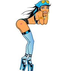 Sexy racing fan in body suit Royalty Free Vector Image